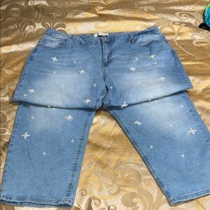 Cato Collection Limited Edition Pearl Rhinestone Jeans 22W NWOT
